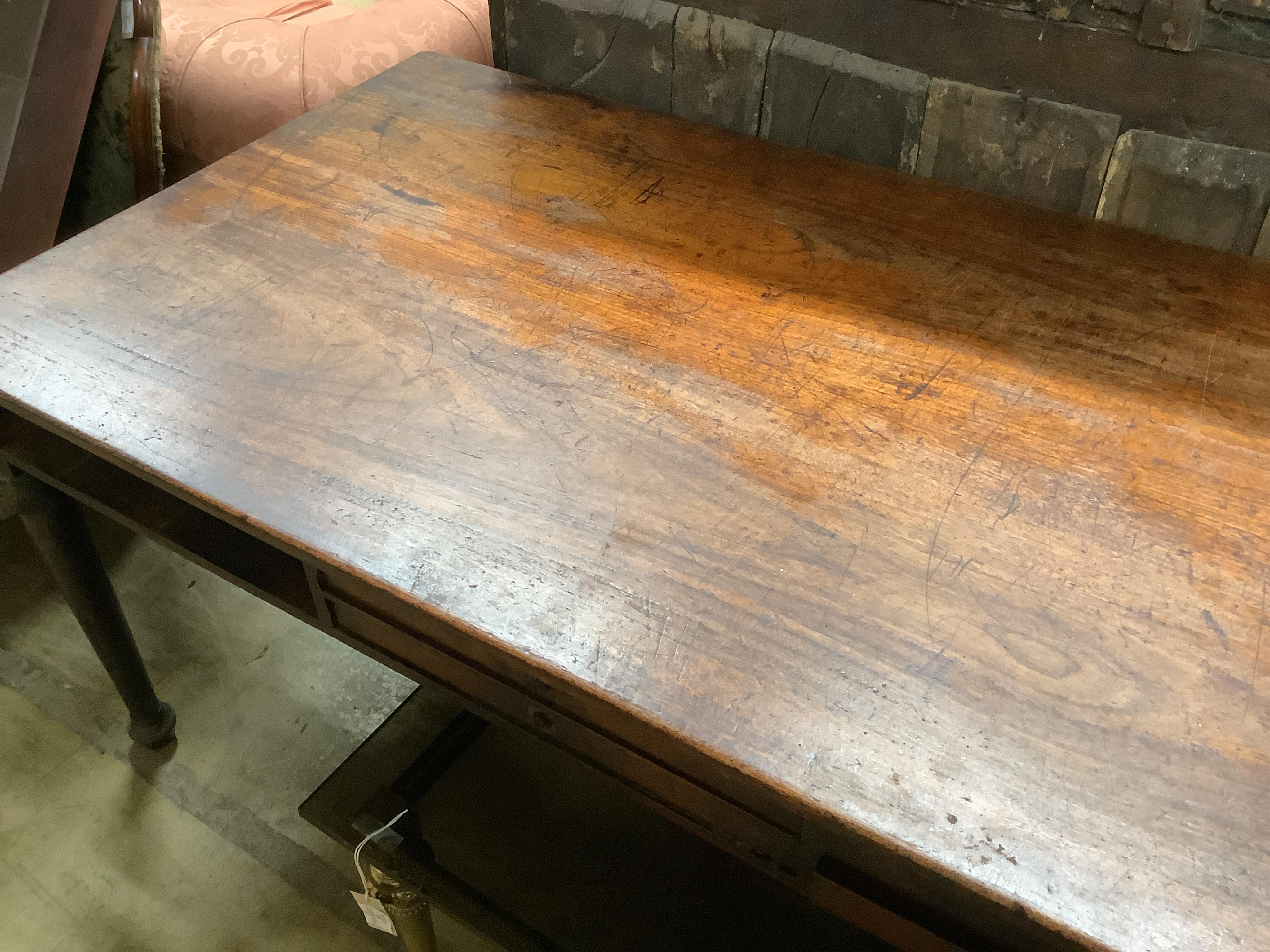 A Victorian writing table from The Royal College of Surgeons, width 168cm, depth 89cm, height 75cm. Condition - fair